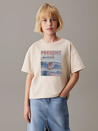 Çocuk YazılıKalp baskılı Pamuklu Tshirt