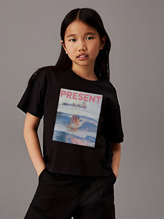 Çocuk YazılıKalp baskılı Pamuklu Tshirt