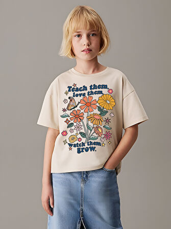 Çocuk Teach Them acbaskılı Pamuklu Tshirt