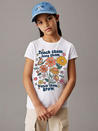 Çocuk Teach Them acbaskılı Pamuklu Tshirt