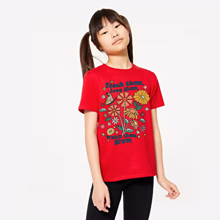 Çocuk Teach Them acbaskılı Pamuklu Tshirt