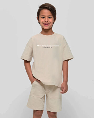 Çocuk More Love Baskılı Pamuklu Tshirt