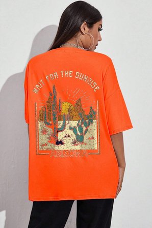 Unisex Arizona Baskılı Oversize Tshirt