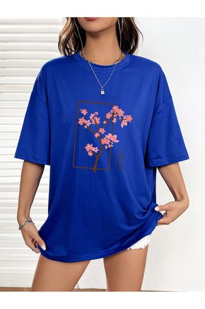Unisex Kiraz Ağacı Baskılı Tasarım Tshirt