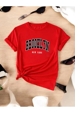 Unisex Brooklyn New York Baskılı Tasarım Tshirt