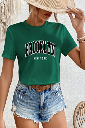 Unisex Brooklyn New York Baskılı Tasarım Tshirt