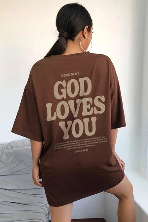Good Loves You Baskılı Unisex Oversize Tshirt