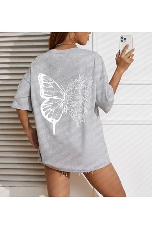 Unisex Drawing Butterflies  Tasarım T-shirt