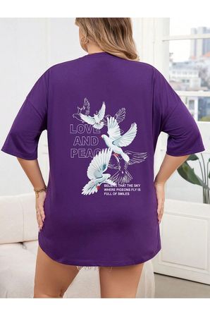 Love And Peace Baskılı Unisex Oversize Tshirt