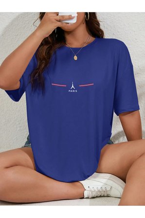 Unisex Paris Baskılı Oversize Tshirt