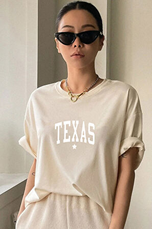 Unisex Texas Baskılı Tasarım Tshirt