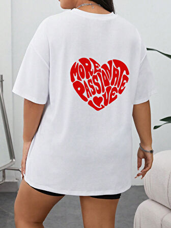 Unisex Yazılı Kalp Baskılı Tasarım Tshirt
