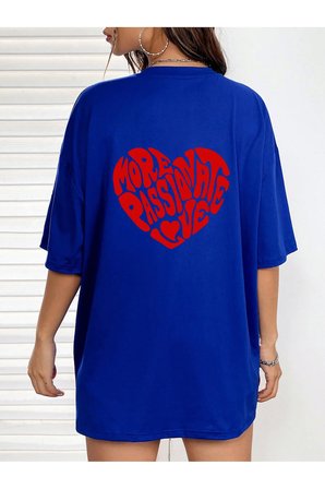 Unisex Yazılı Kalp Baskılı Tasarım Tshirt