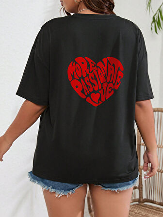 Unisex Yazılı Kalp Baskılı Tasarım Tshirt
