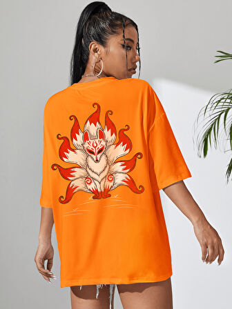 Unisex Kuyruklu Tilki Tasarım Basklı Tshirt