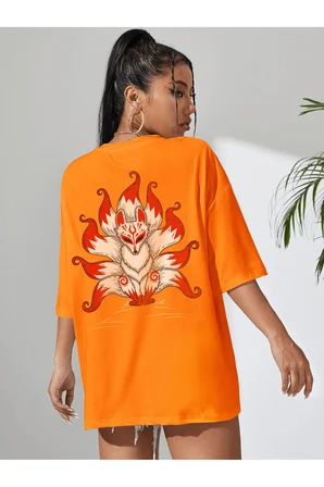 Unisex Kuyruklu Tilki Tasarım Basklı Tshirt