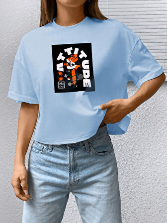 Unisex Attitude Tasarım Basklı Tshirt