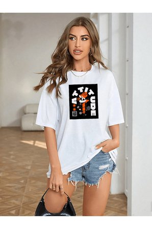 Unisex Attitude Tasarım Basklı Tshirt