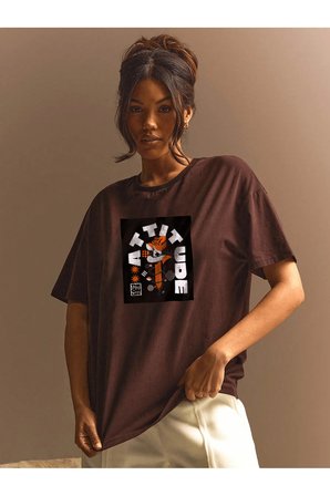 Unisex Attitude Tasarım Basklı Tshirt