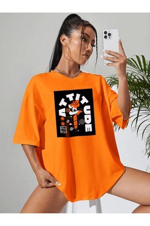 Unisex Attitude Tasarım Basklı Tshirt