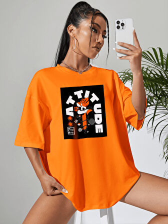 Unisex Attitude Tasarım Basklı Tshirt
