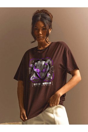 Unisex Being Weird Tasarım Basklı Tshirt