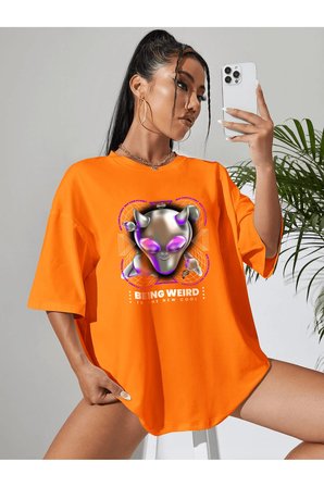 Unisex Being Weird Tasarım Basklı Tshirt