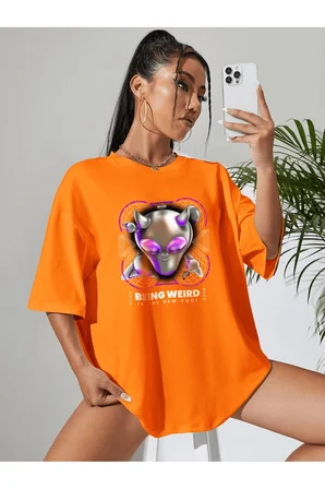 Unisex Being Weird Tasarım Basklı Tshirt