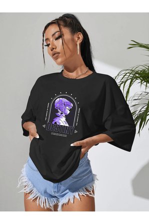 Unisex Destiny Kız Tasarım Basklı Tshirt