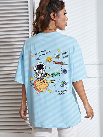 Unisex Galaksi Tasarım Basklı Tshirt