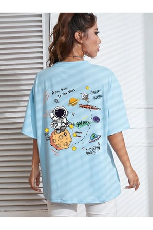 Unisex Galaksi Tasarım Basklı Tshirt