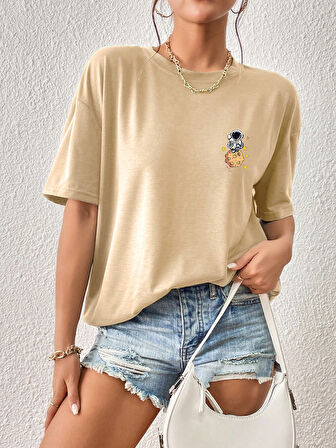 Unisex Galaksi Tasarım Basklı Tshirt
