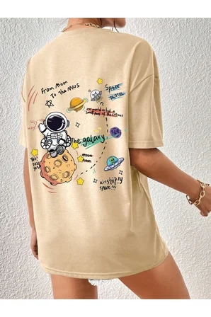 Unisex Galaksi Tasarım Basklı Tshirt