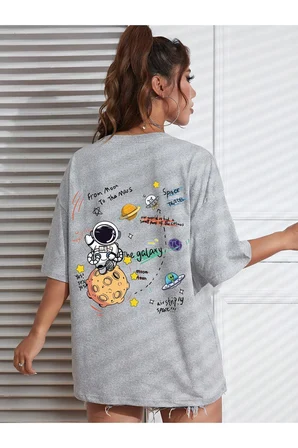 Unisex Galaksi Tasarım Basklı Tshirt