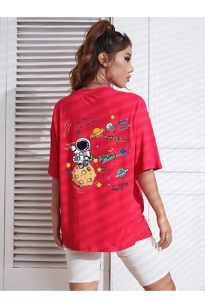 Unisex Galaksi Tasarım Basklı Tshirt