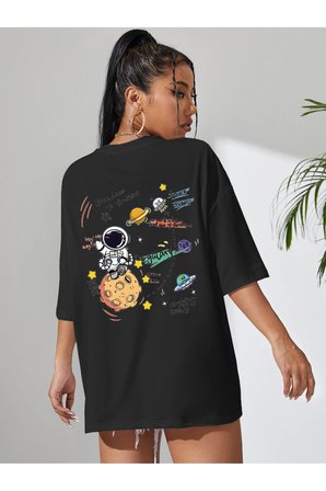 Unisex Galaksi Tasarım Basklı Tshirt