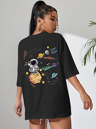 Unisex Galaksi Tasarım Basklı Tshirt