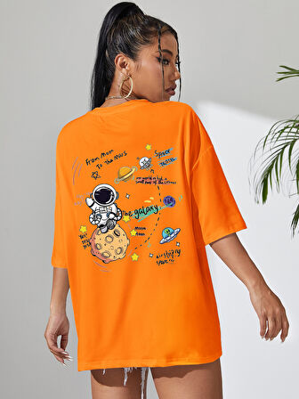 Unisex Galaksi Tasarım Basklı Tshirt