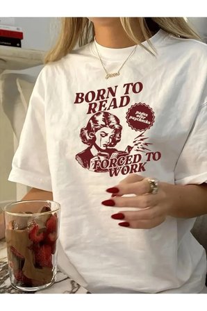 Born to Reat Baskılı Oversize T-Shirt