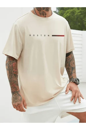Unisex Boston Tasarım Basklı Tshirt