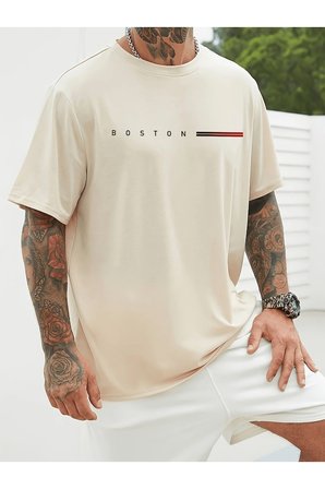 Unisex Boston Tasarım Basklı Tshirt