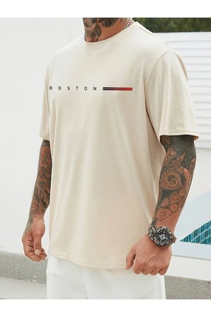 Unisex Boston Tasarım Basklı Tshirt