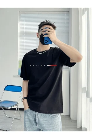 Unisex Boston Tasarım Basklı Tshirt