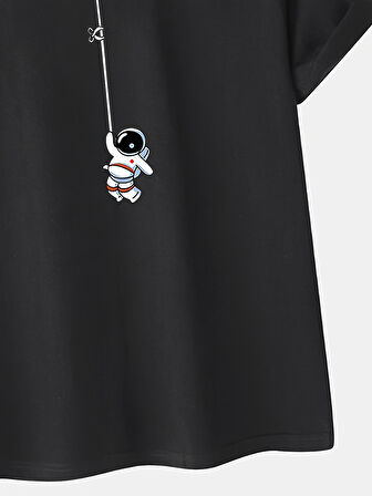 Unisex Mini Astranot Tasarım Basklı Tshirt