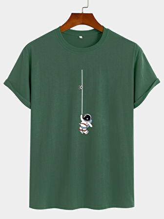 Unisex Mini Astranot Tasarım Basklı Tshirt