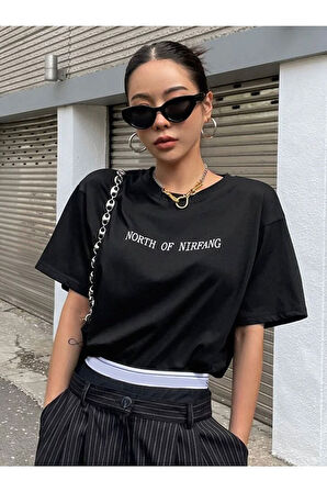 Unisex North Of Nirfang Tasarım Basklı Tshirt