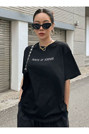 Unisex North Of Nirfang Tasarım Basklı Tshirt