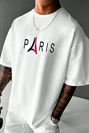Unisex Paris Tasarım Basklı Tshirt