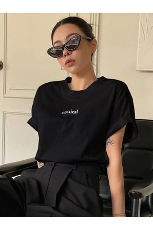 Classical Baskılı Oversize Tshirt