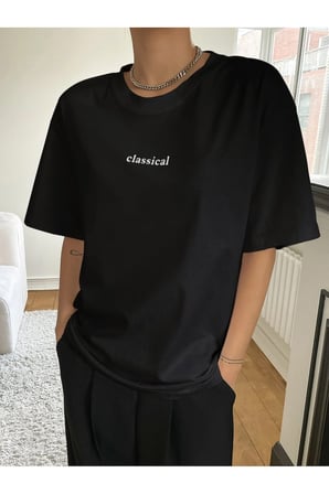 Classical Baskılı Oversize Tshirt